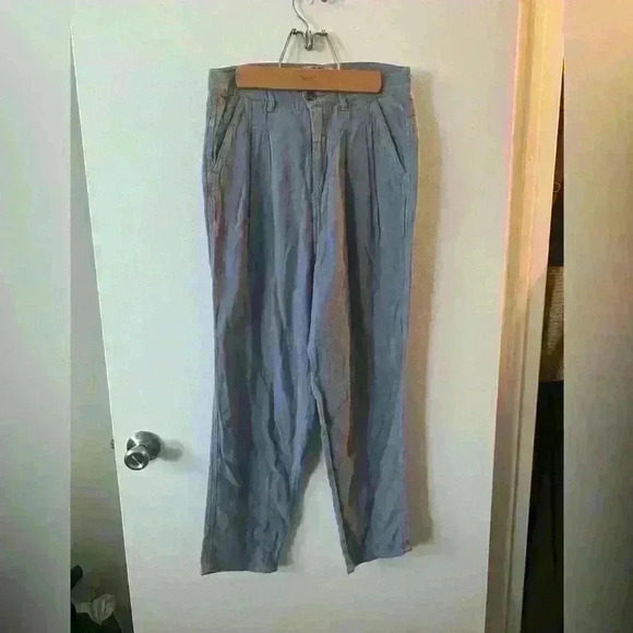We The Free Linen Blend High Rise Pants Women size 27 Pleated Front Blue - Picture 1 of 4